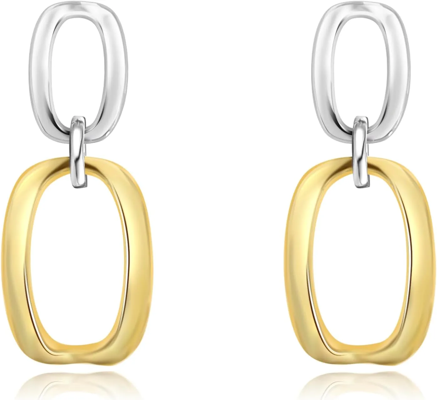 Two Tone Hoop Earrings for Women Gold and Silver Hoop Earrings Two Tone Drop Earrings