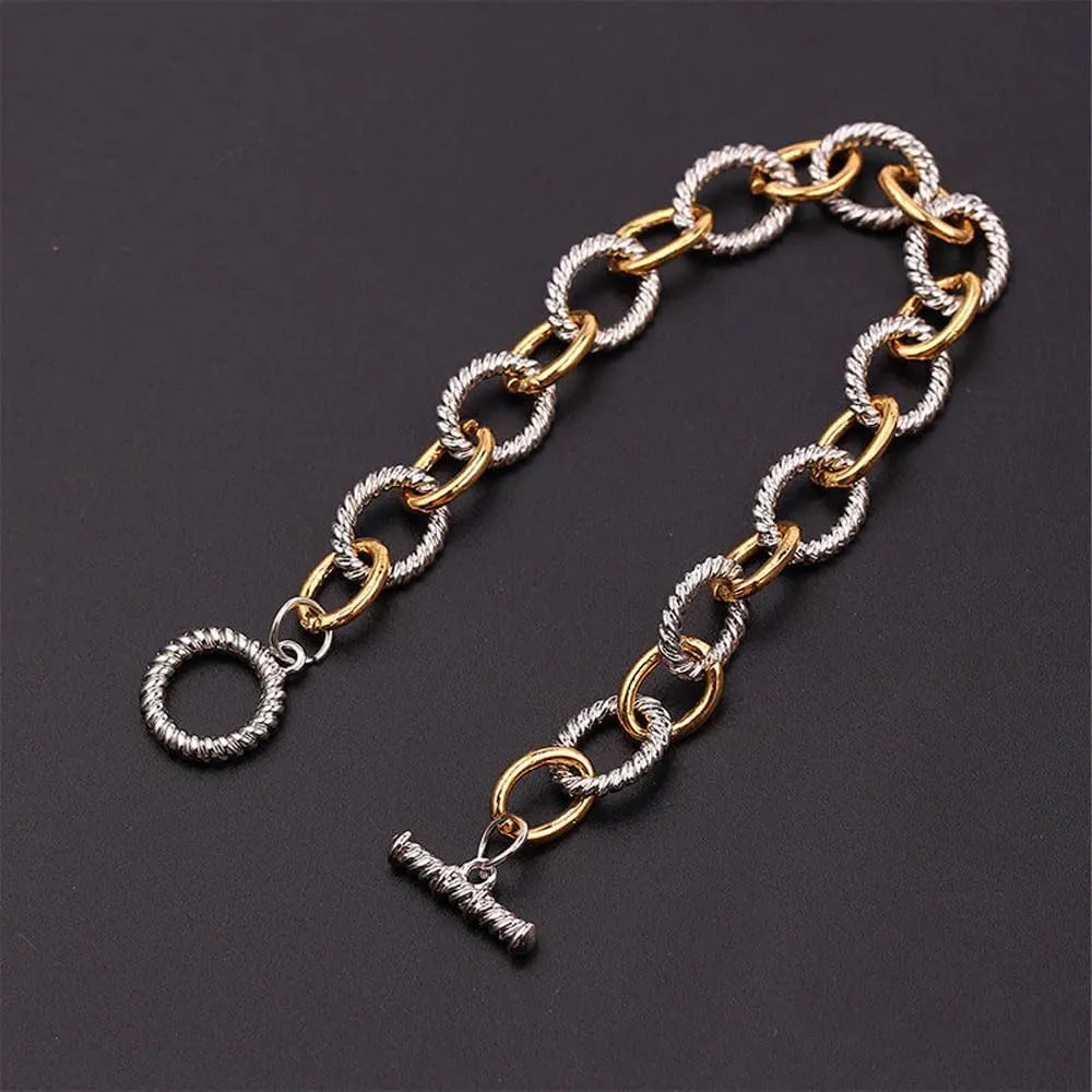 Two Tone Knot Twisted Bangle, 925 Sterling Silver Vintage Knot Bracelet, Adjustable Stainless Steel Two Tone Knot Bracelet, Timeless Bond Knot Bracelet for Women