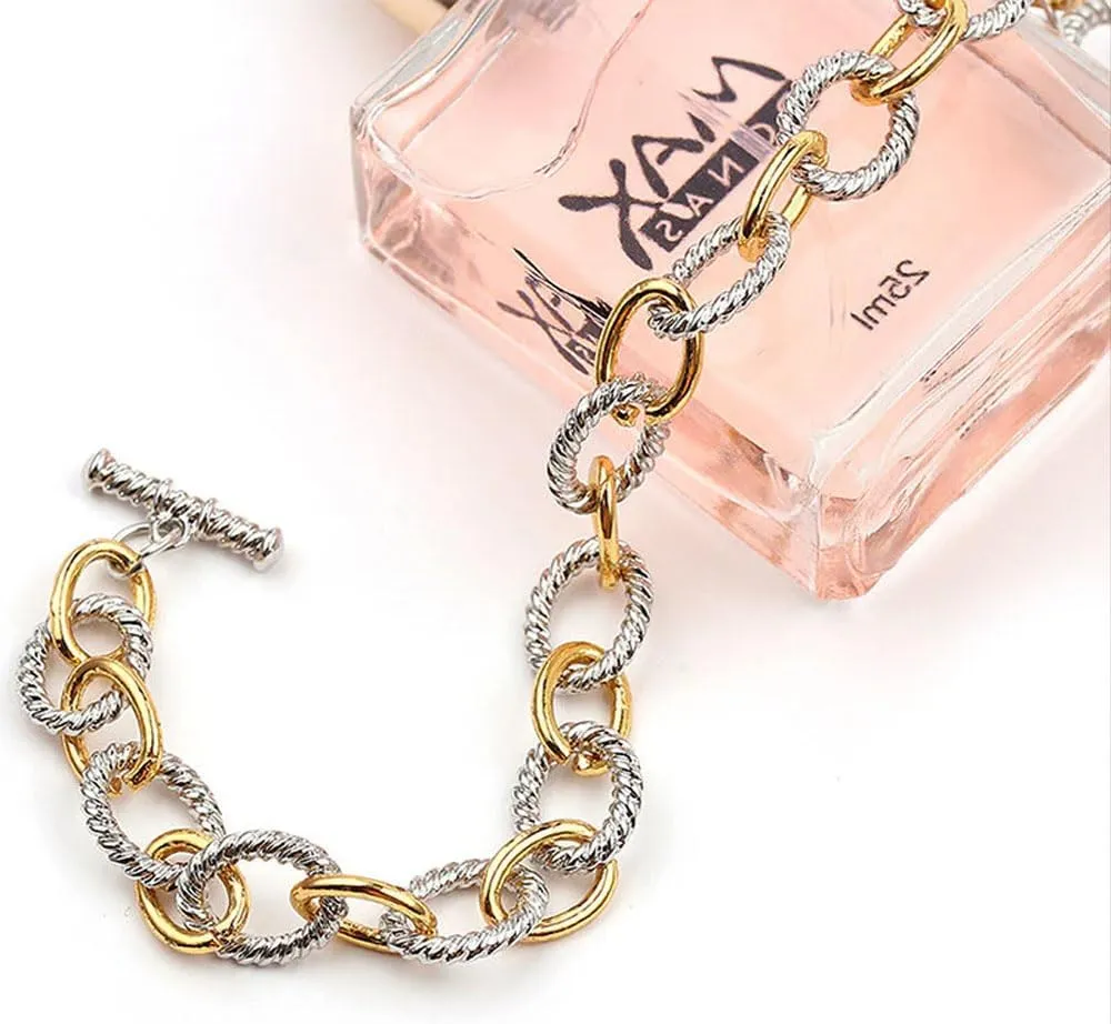 Two Tone Knot Twisted Bangle, 925 Sterling Silver Vintage Knot Bracelet, Adjustable Stainless Steel Two Tone Knot Bracelet, Timeless Bond Knot Bracelet for Women
