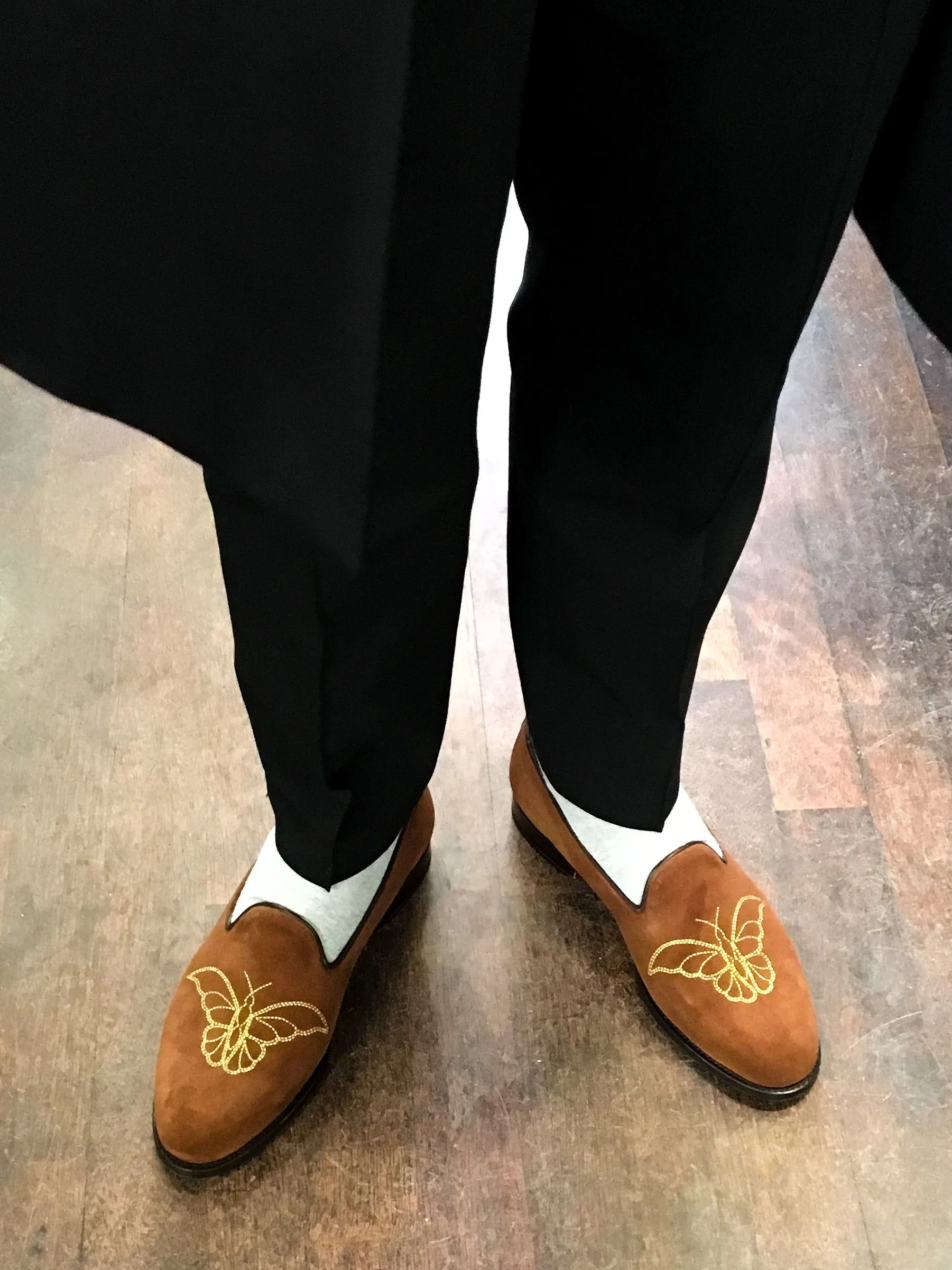 Uncle Bright, Loafer, Velvet Suede/Gold Emb