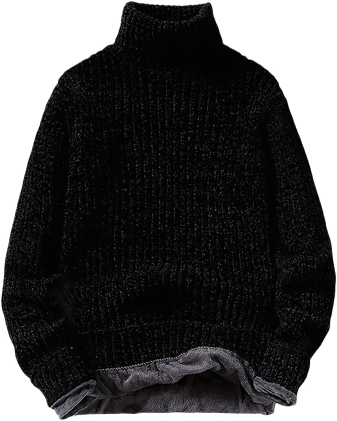 USTZFTBCL Winter Fleece Turtleneck Sweaters Men Slim Fit Knitted Pullovers Mens Solid Color Casual Warm Knitwear