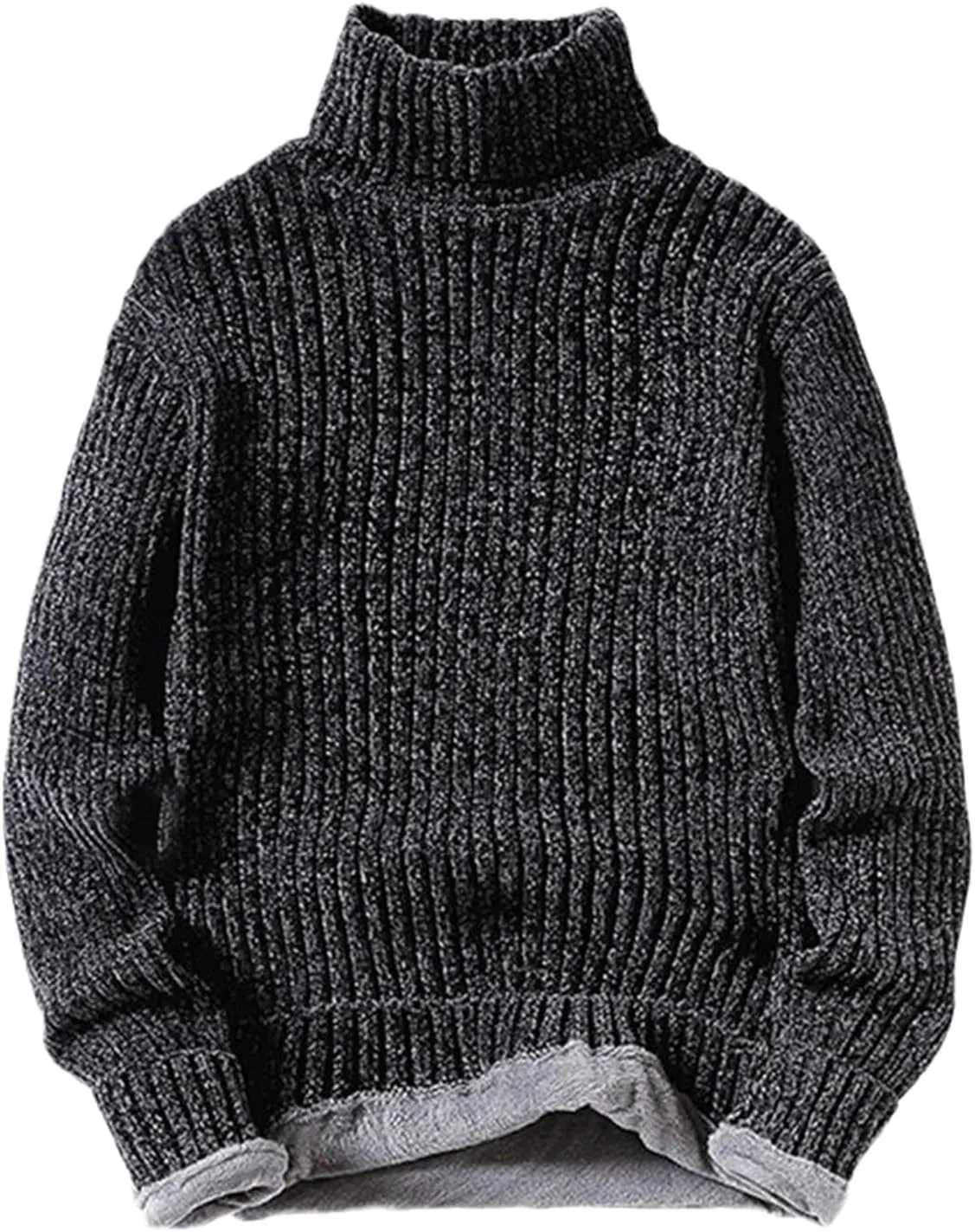 USTZFTBCL Winter Fleece Turtleneck Sweaters Men Slim Fit Knitted Pullovers Mens Solid Color Casual Warm Knitwear