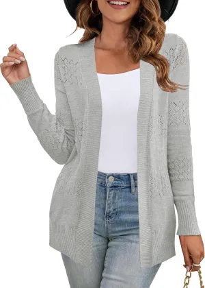 U.Vomade Women's Sweaters Boho Long Sleeve Open Front Chunky Cable Knit Cardigan