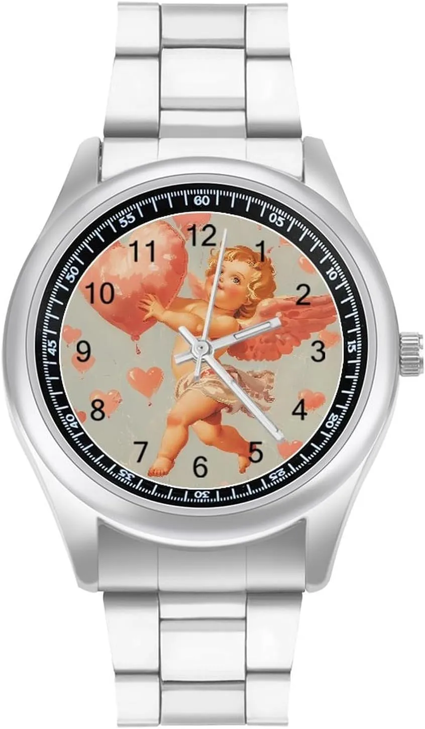 Valentines Angel Wings Vintage Fashion Classic Wrist Watches for Men Casual Business Dress Watch Unisex