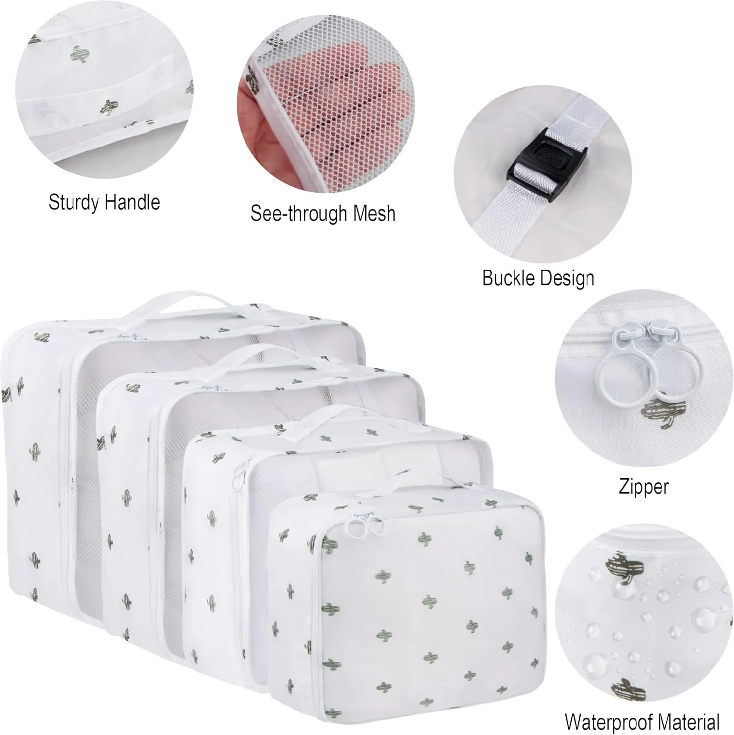 Vercord 8 Set Travel Packing Pods Luggage Organizers Cubes with Laundry Bags Accessories