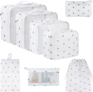 Vercord 8 Set Travel Packing Pods Luggage Organizers Cubes with Laundry Bags Accessories