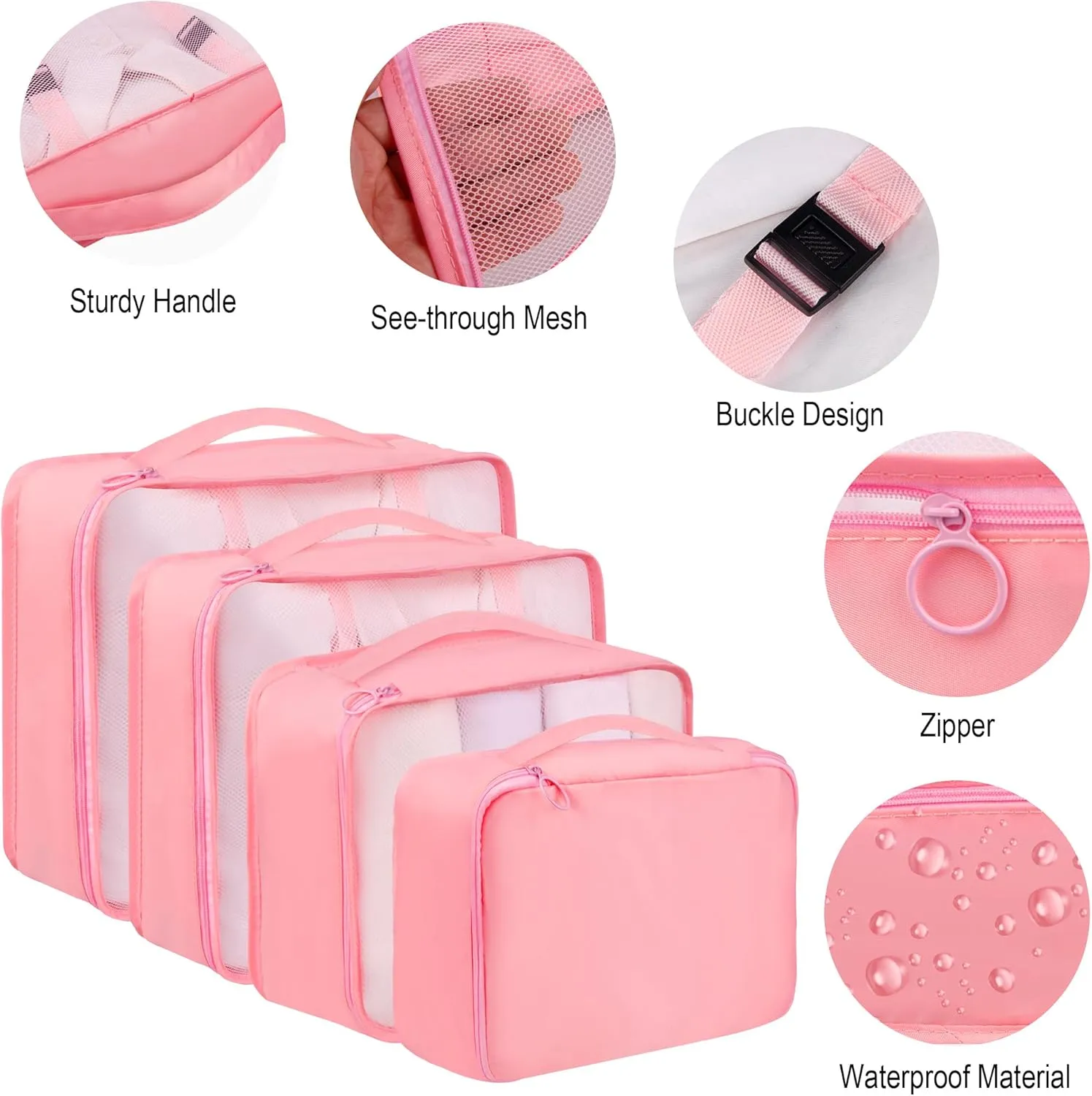 Vercord 8 Set Travel Packing Pods Luggage Organizers Cubes with Laundry Bags Accessories