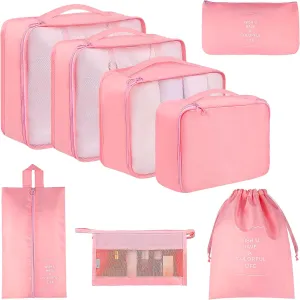 Vercord 8 Set Travel Packing Pods Luggage Organizers Cubes with Laundry Bags Accessories
