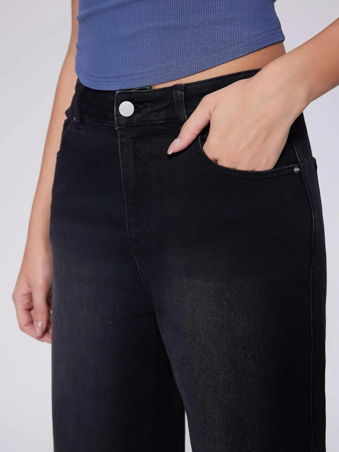 Vinova Womens Wide Leg Baggy Jeans Stretchy Folded Hem Cuffed Boyfriend Denim Pants Trendy Straight Leg Trouser Jeans