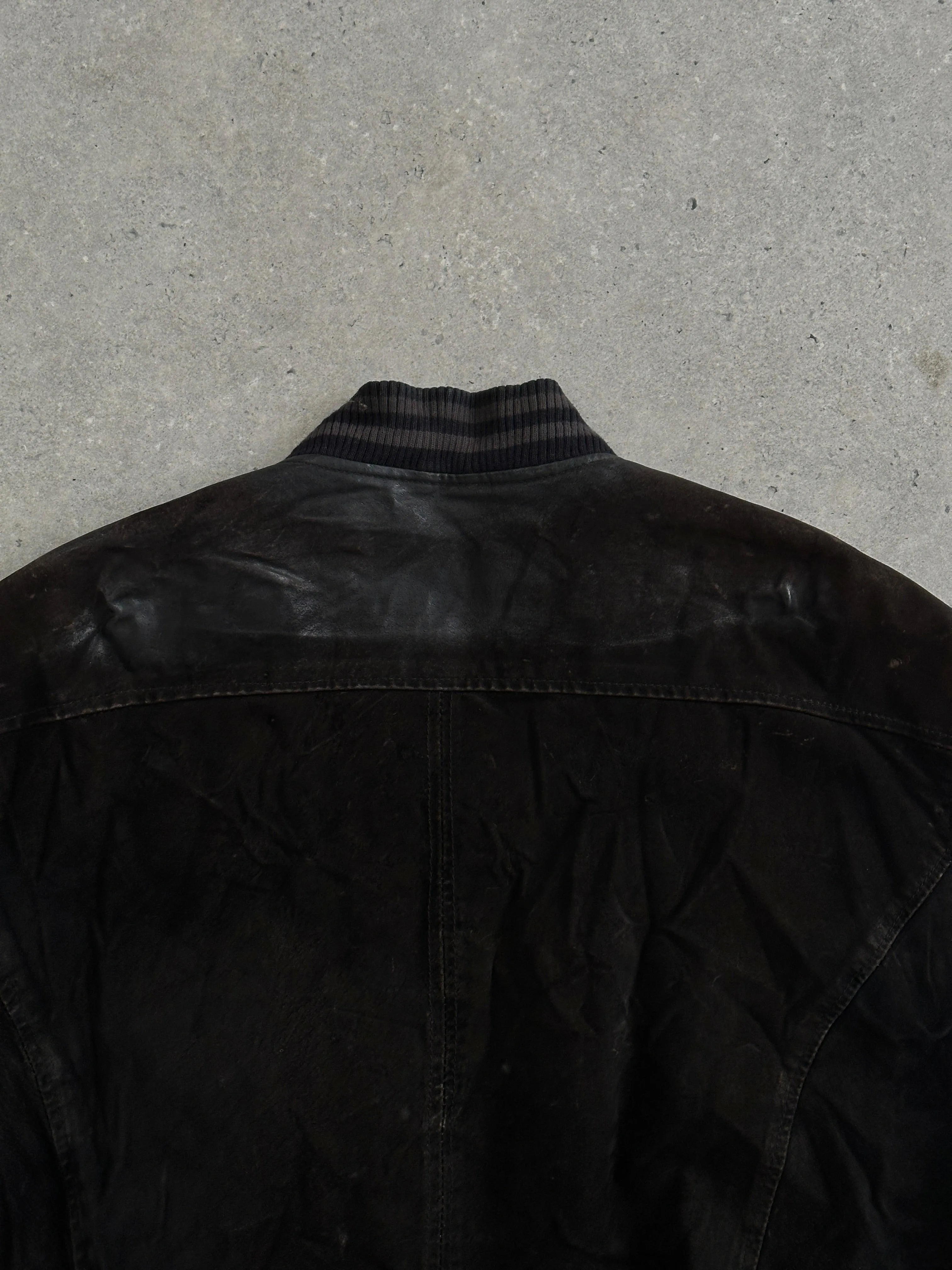Vintage Varsity Nubuck Leather Bomber Jacket - XL