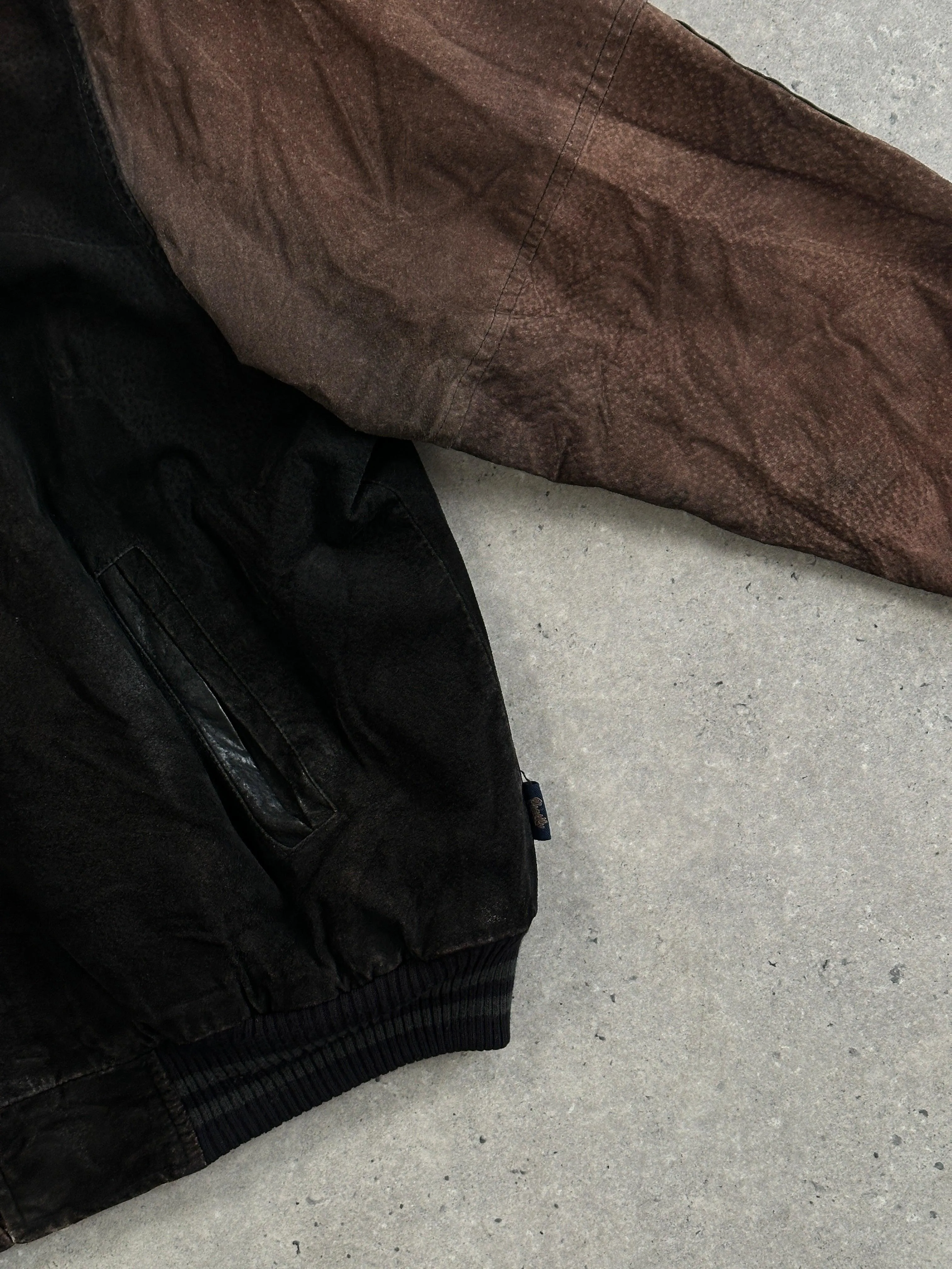 Vintage Varsity Nubuck Leather Bomber Jacket - XL