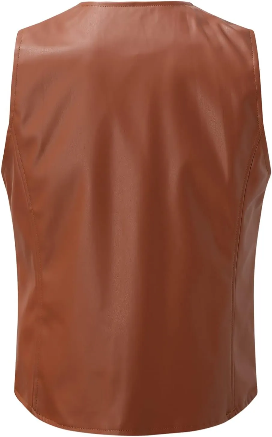 WABEOR Men's Vintage Faux Leather Vest Slim Fit Casual Single-Breasted Cowboy Suit Vest Retro Western Waistcoat with Pockets