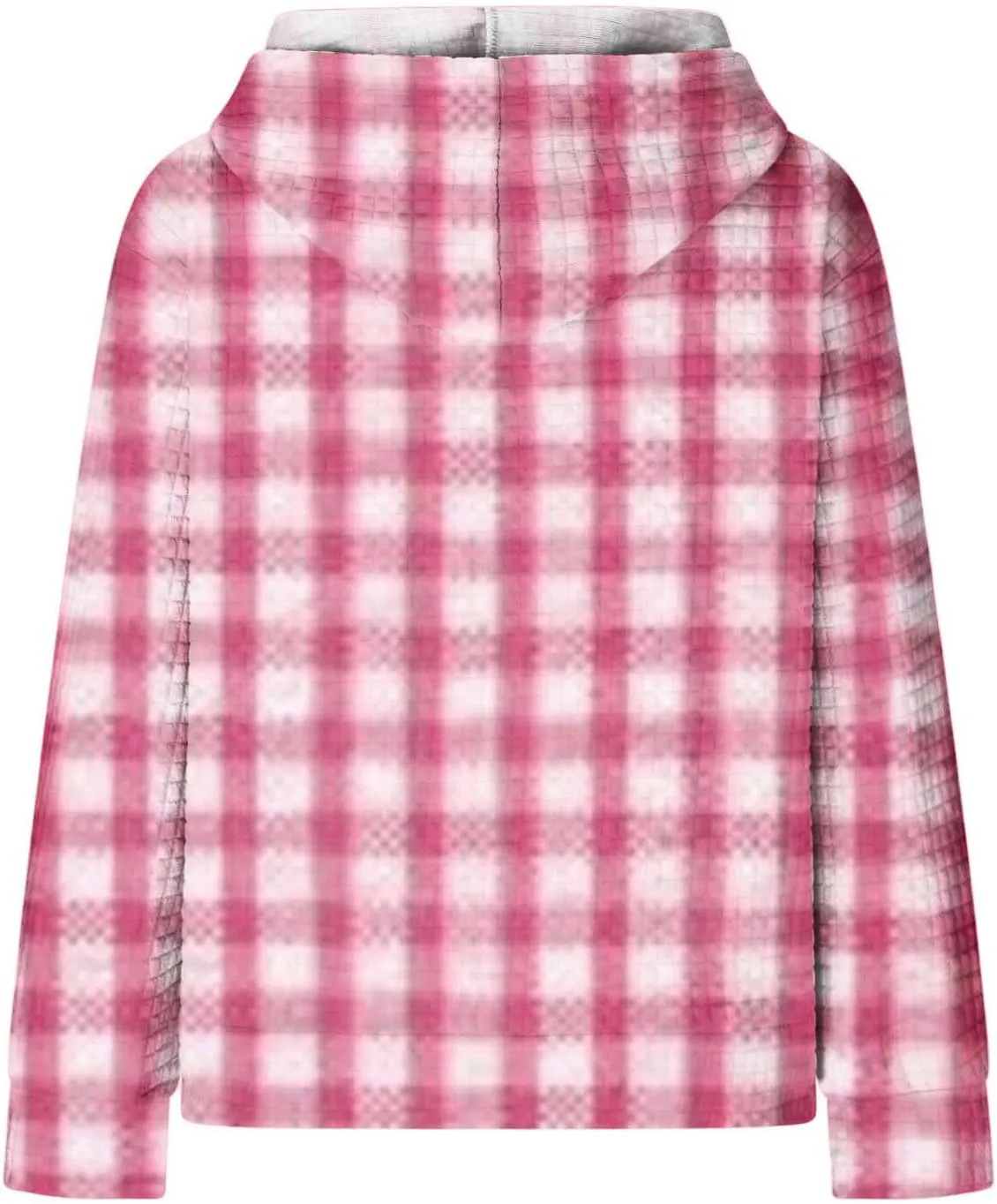 Waffle Hoodie Sweatshirts for Women Long Sleeve Shirts Fall Casual Tops Blouse Plaid Pullover with Pocket 2024, Small