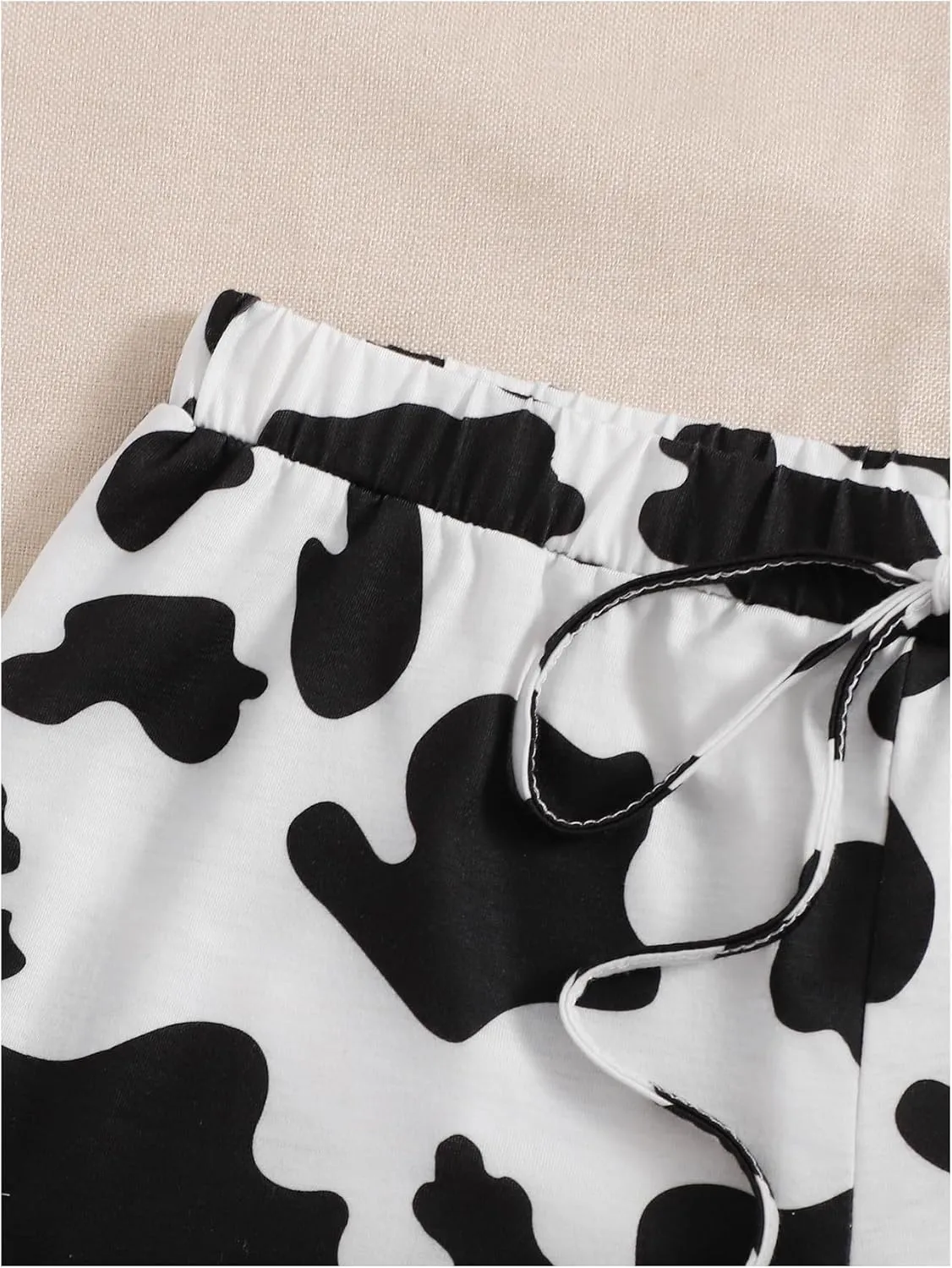 WDIRARA Women's Cow Print Elastic High Waist Shorts Stretch Skinny Shorts