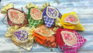 Wholesale Traditional Indian Potli, Chanderi potali, Handmade Bag, Christmas Gift, Clutch Purse, Wedding Favours, Wholesale Lot, Return Gifts (10)