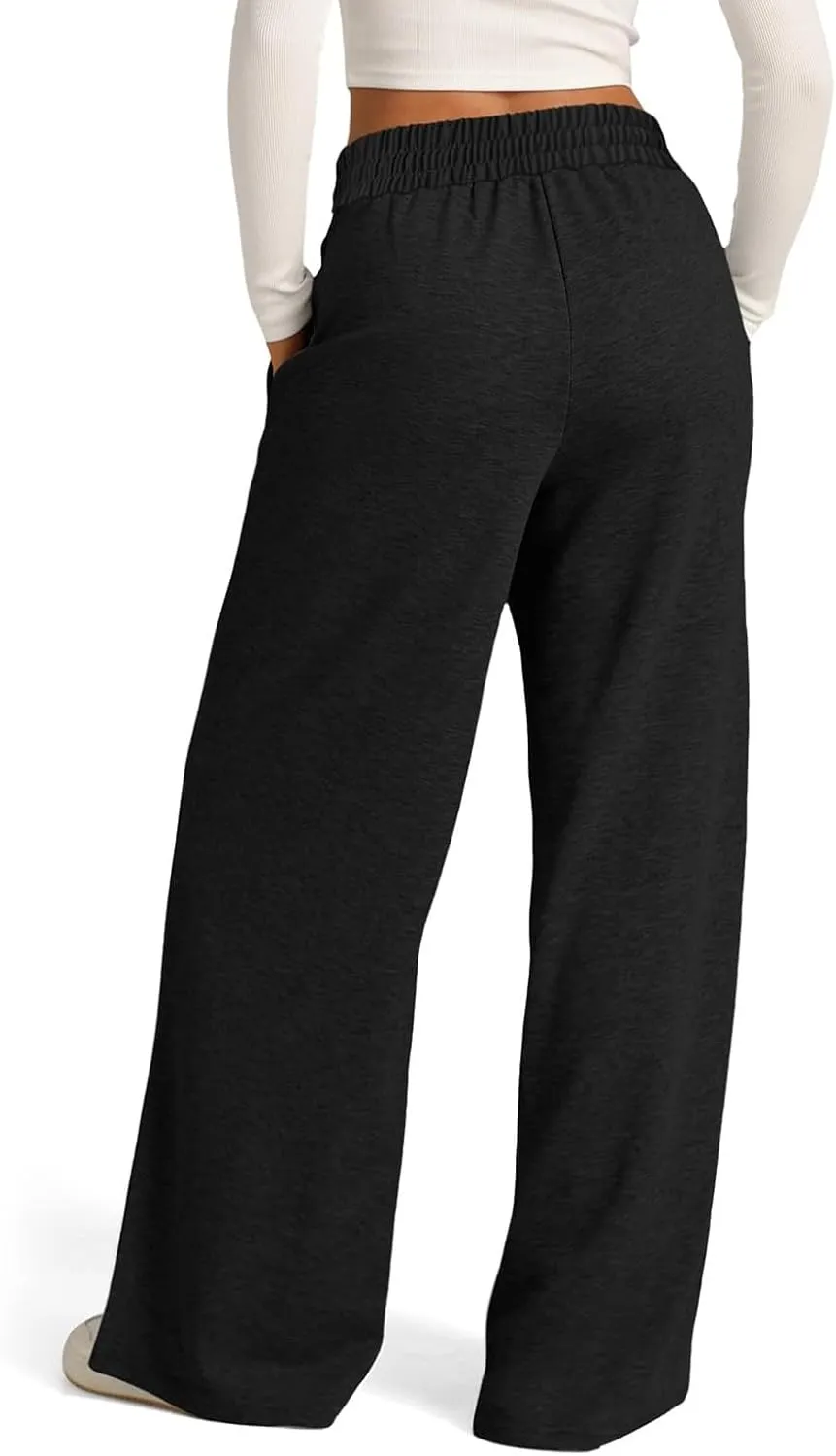 Wide Leg Sweatpants for Women Causal Drawstring High Waist Baggy Straight Trousers High Waist Yoga Palazzo Pants