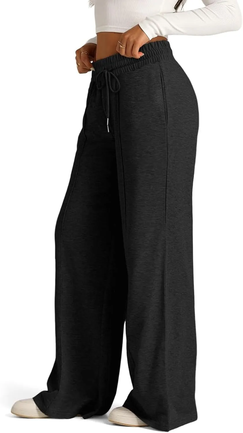 Wide Leg Sweatpants for Women Causal Drawstring High Waist Baggy Straight Trousers High Waist Yoga Palazzo Pants
