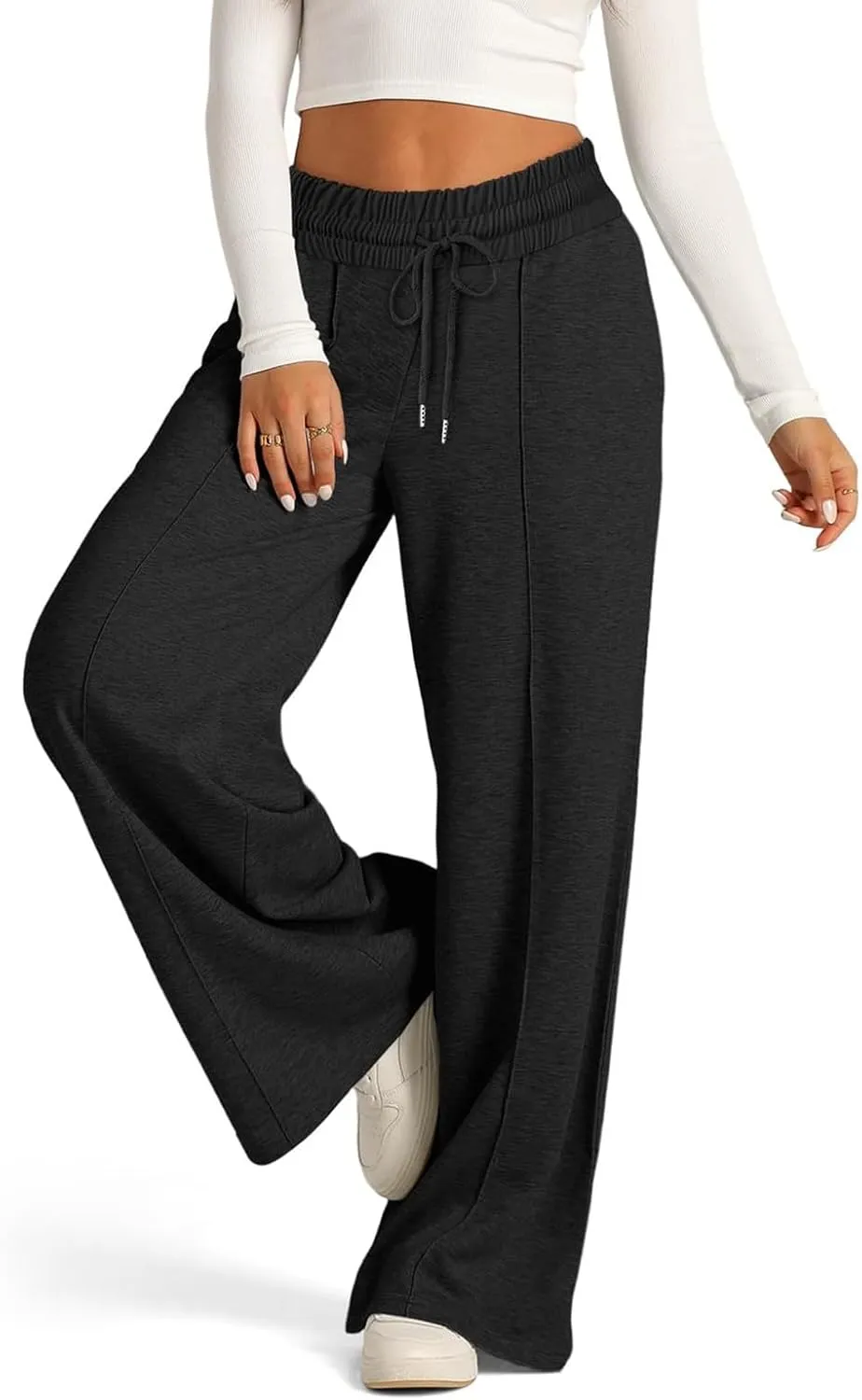 Wide Leg Sweatpants for Women Causal Drawstring High Waist Baggy Straight Trousers High Waist Yoga Palazzo Pants