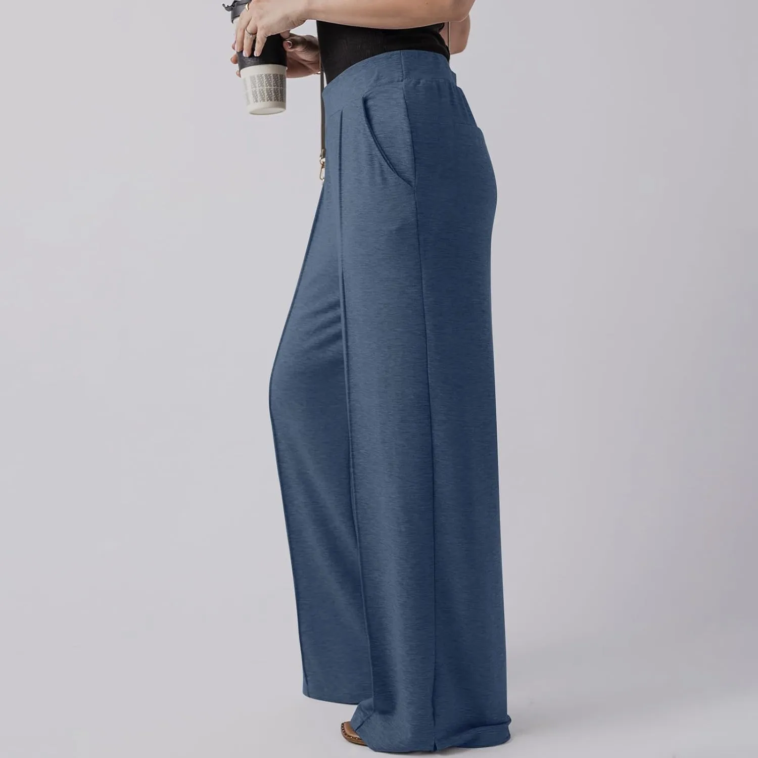 Wide Leg Sweatpants Women Baggy High Elastic Waist Loose Yoga Pants with Pockets Fleece Lined Athletic Golf Joggers