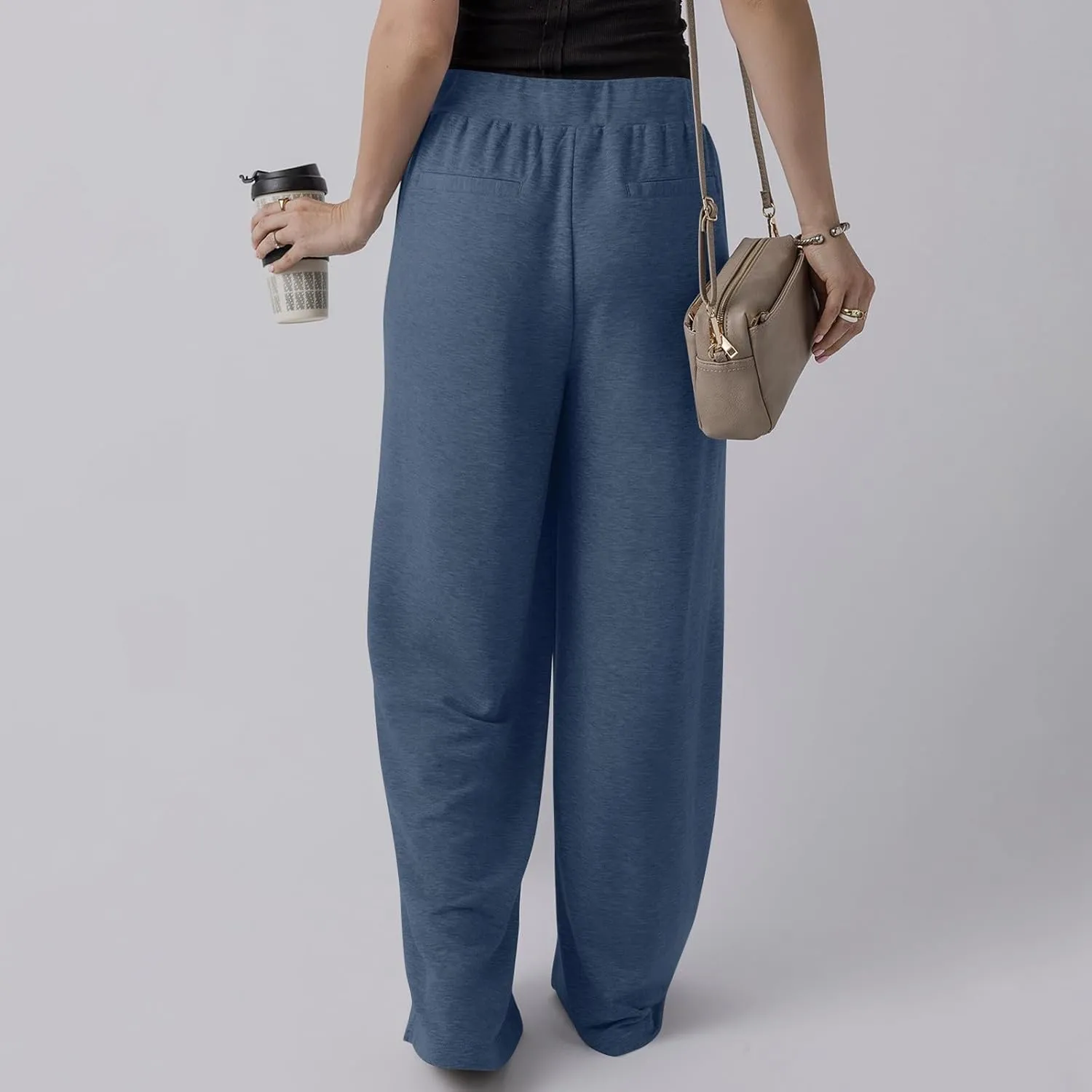 Wide Leg Sweatpants Women Baggy High Elastic Waist Loose Yoga Pants with Pockets Fleece Lined Athletic Golf Joggers
