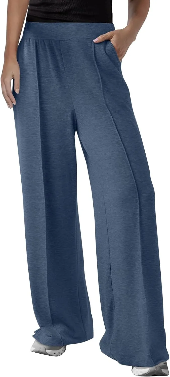 Wide Leg Sweatpants Women Baggy High Elastic Waist Loose Yoga Pants with Pockets Fleece Lined Athletic Golf Joggers