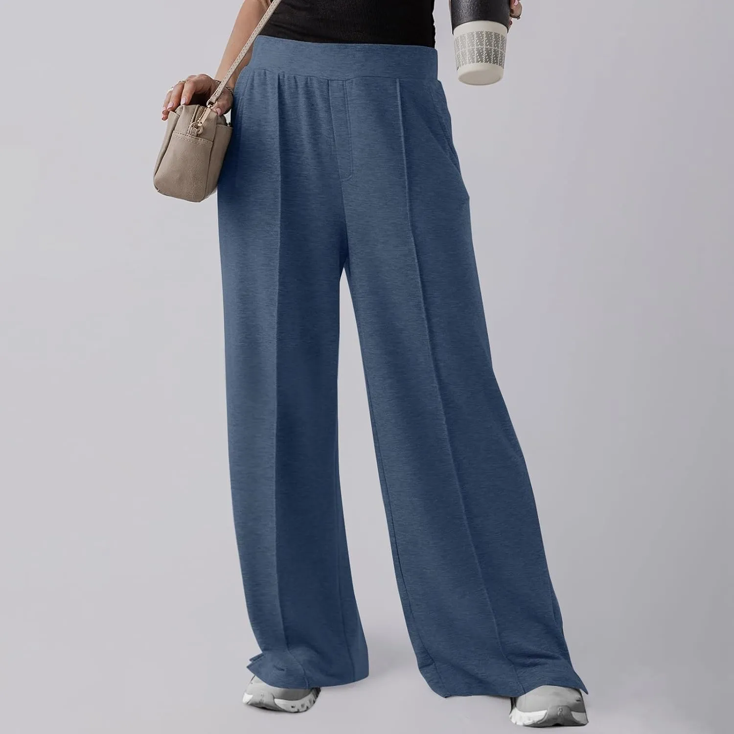 Wide Leg Sweatpants Women Baggy High Elastic Waist Loose Yoga Pants with Pockets Fleece Lined Athletic Golf Joggers