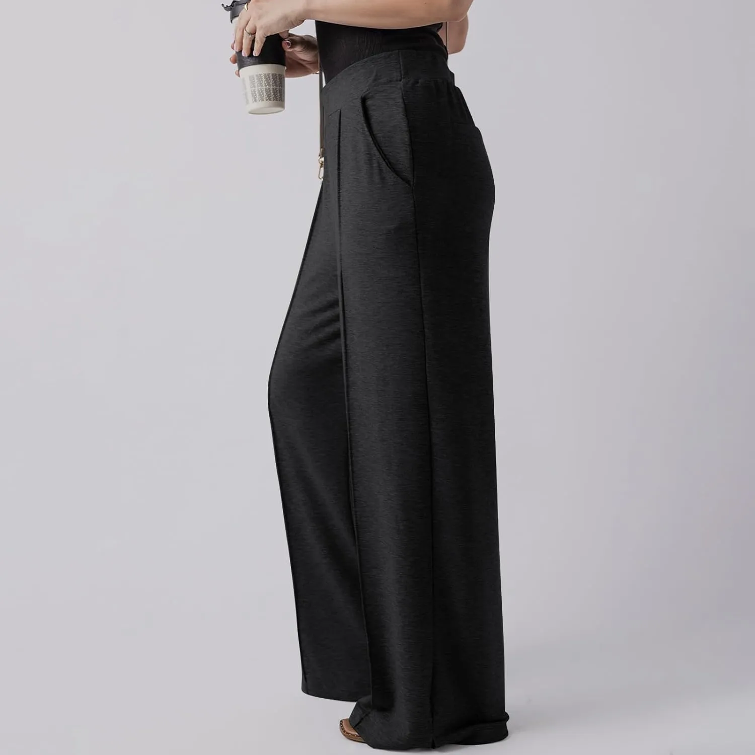 Wide Leg Sweatpants Women Baggy High Elastic Waist Loose Yoga Pants with Pockets Fleece Lined Athletic Golf Joggers