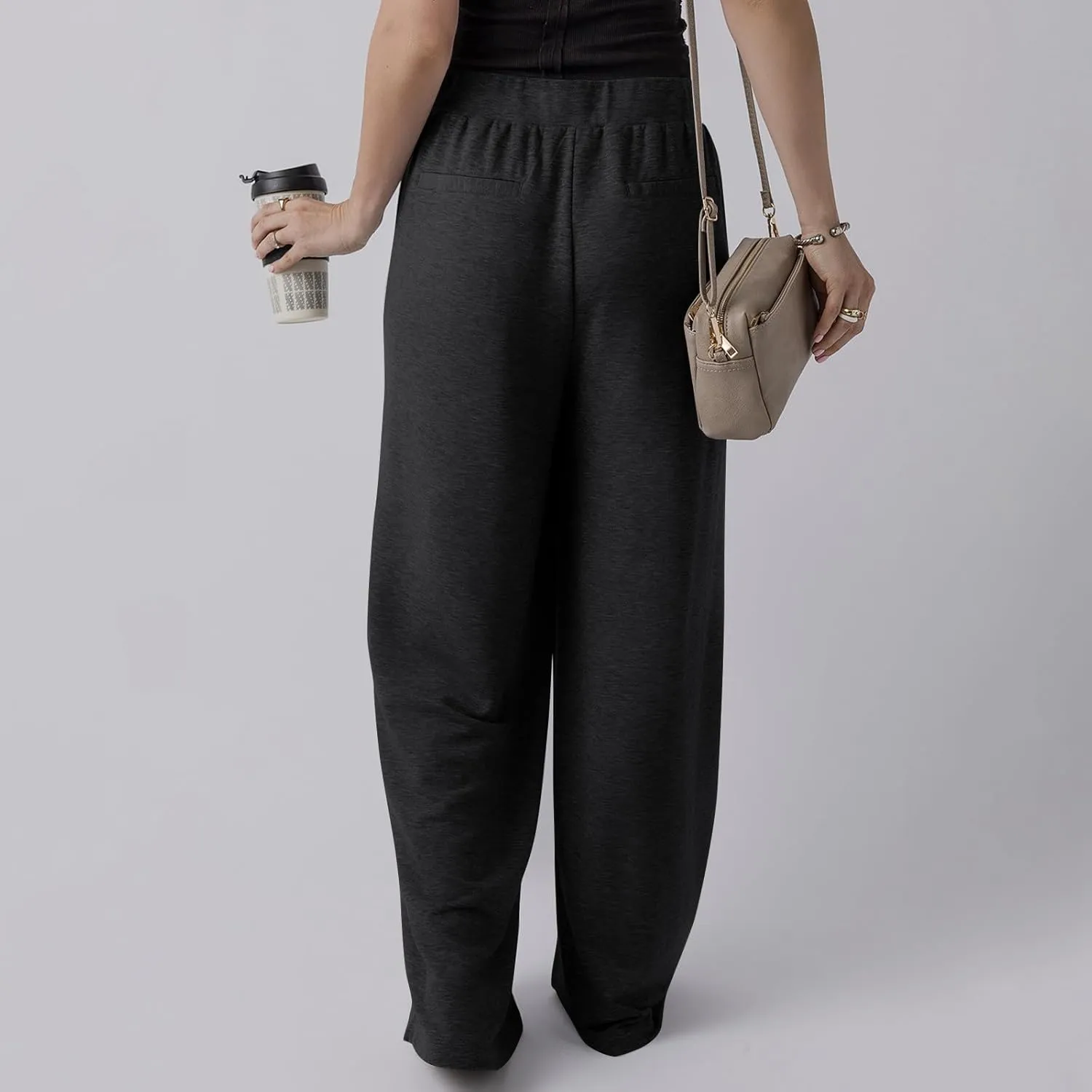 Wide Leg Sweatpants Women Baggy High Elastic Waist Loose Yoga Pants with Pockets Fleece Lined Athletic Golf Joggers
