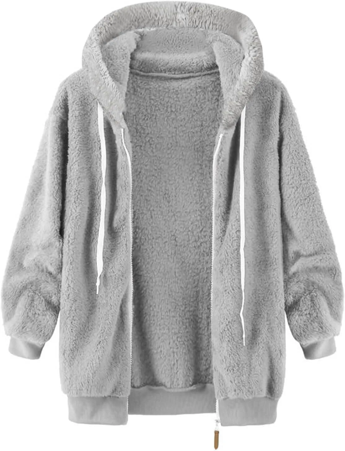 Winter Coats for Women Oversized Fuzzy Fleece Jacket Faux Fur Cardigan Coat Outwear Warm Teddy Coat Long Sleeve Hoodie