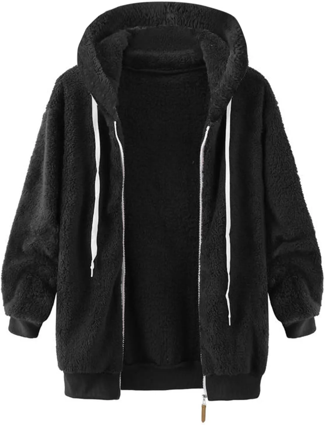 Winter Coats for Women Oversized Fuzzy Fleece Jacket Faux Fur Cardigan Coat Outwear Warm Teddy Coat Long Sleeve Hoodie