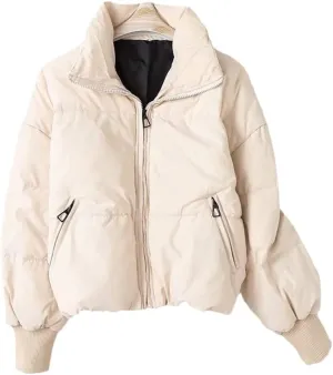 Winter Cotton Padded Coat Women's Loose Short Stand Collar Bread Coat Thicker Parkas Female Zipper Outwear