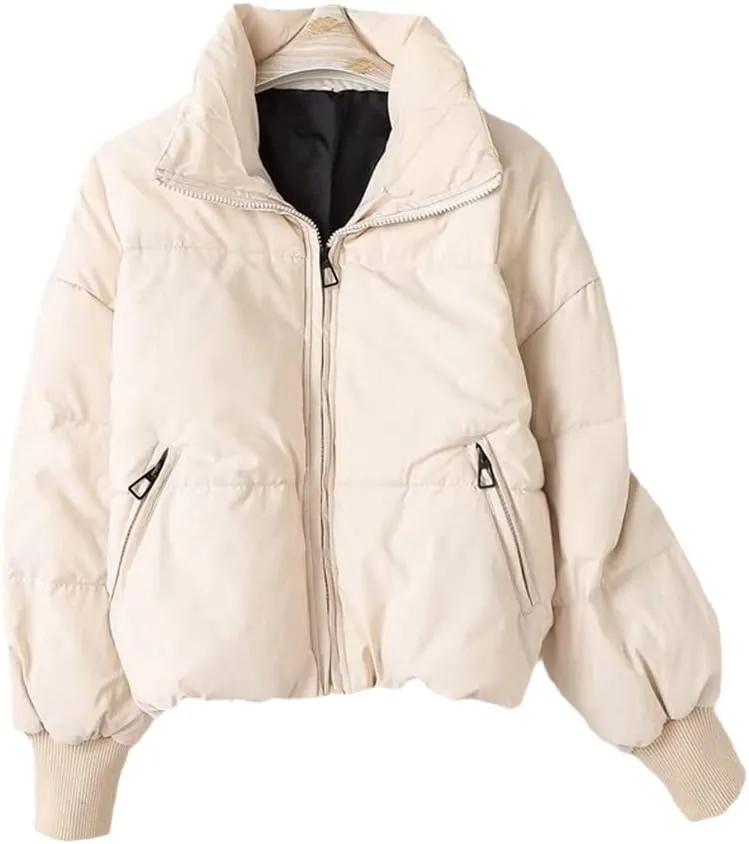 Winter Cotton Padded Coat Women's Loose Short Stand Collar Bread Coat Thicker Parkas Female Zipper Outwear