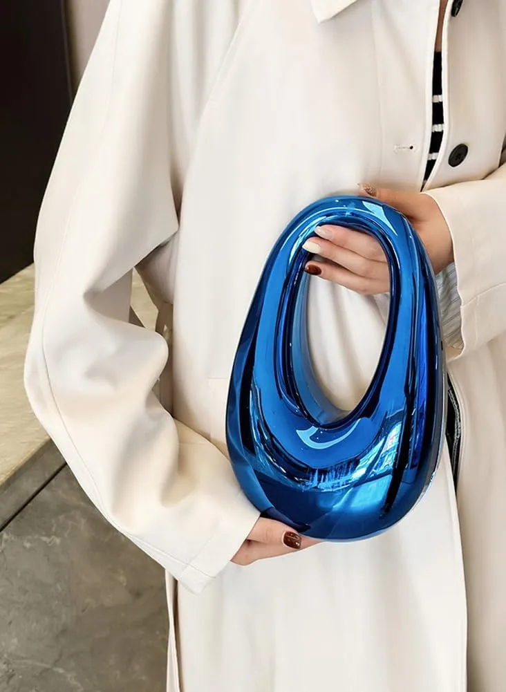 Women Acrylic Clutch Tote Purse Metallic Egg Shape Evening Top Handle Handbag Chain Shoulder Bag for Wedding Party 2025