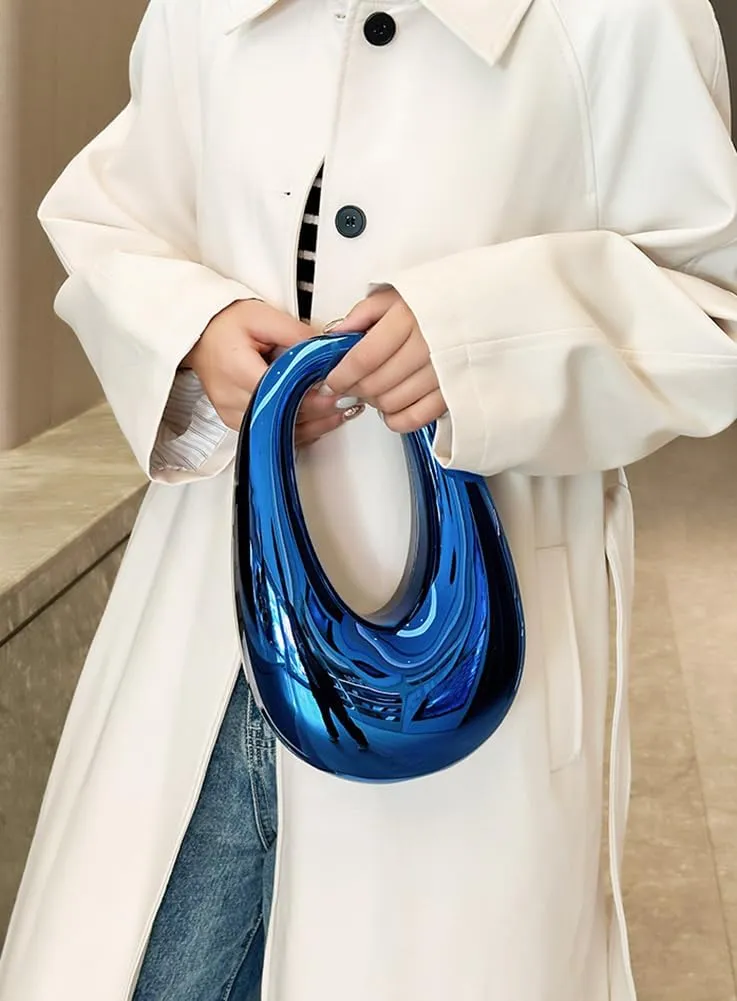 Women Acrylic Clutch Tote Purse Metallic Egg Shape Evening Top Handle Handbag Chain Shoulder Bag for Wedding Party 2025