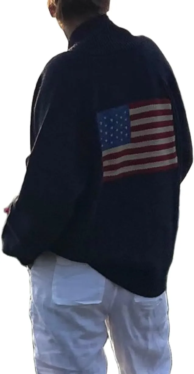 Women American Flag Sweater USA Flag Button Down Cardigan Sweater Jacket 4th of July Patriotic Outfits Knitwear