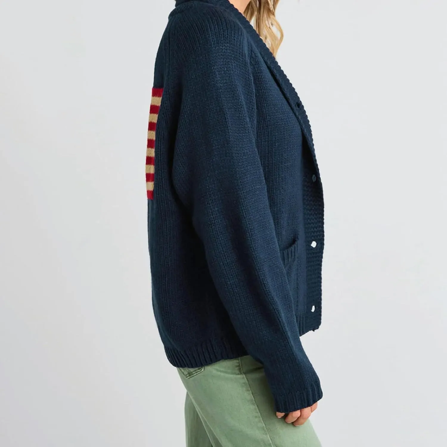Women American Flag Sweater USA Flag Button Down Cardigan Sweater Jacket 4th of July Patriotic Outfits Knitwear