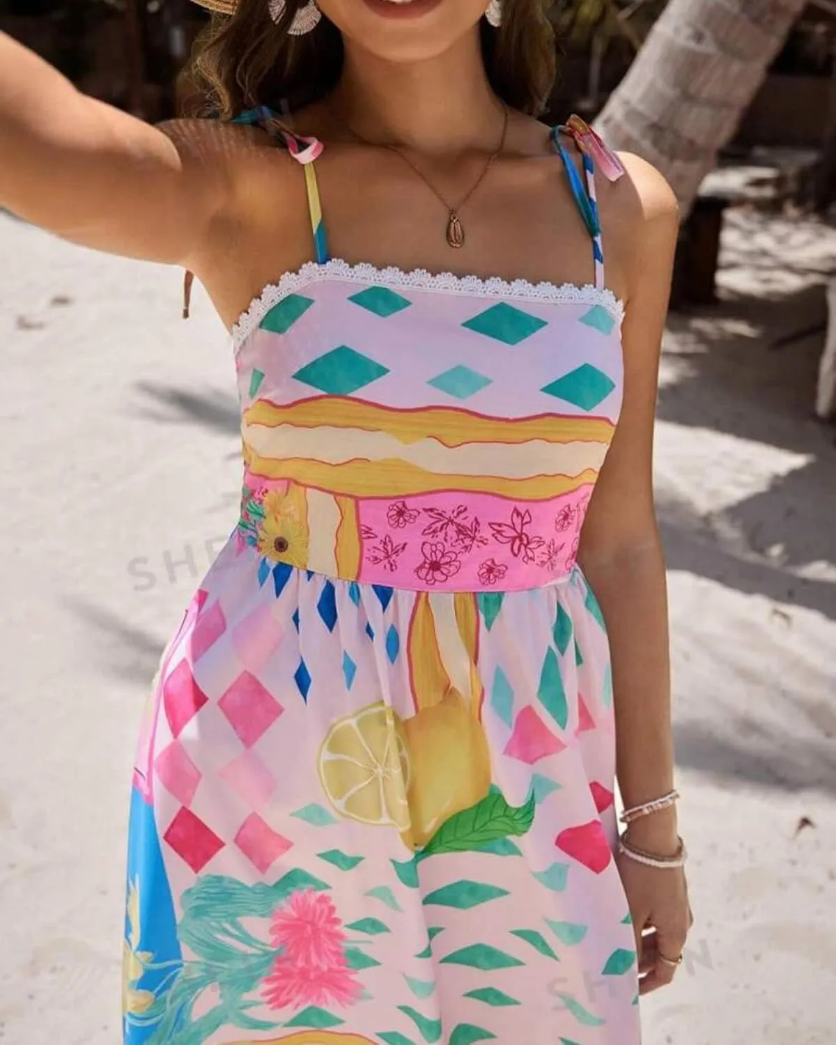 Women Boho Cami Long Dress Graphic Spaghetti Strap Flowy Maxi Dress Summer A Line Beach Vacation Sundress