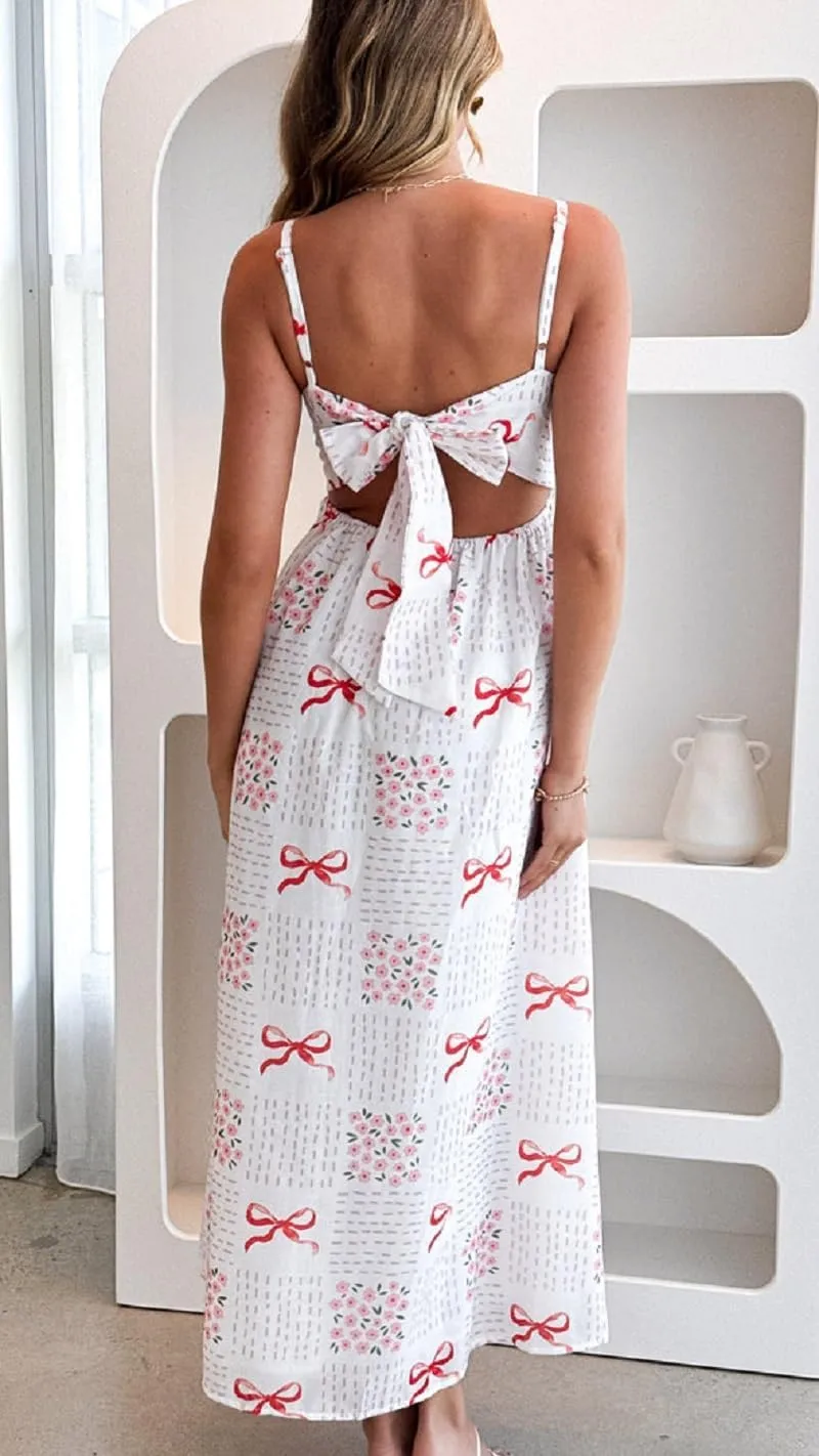 Women Boho Cami Long Dress Graphic Spaghetti Strap Flowy Maxi Dress Summer A Line Beach Vacation Sundress