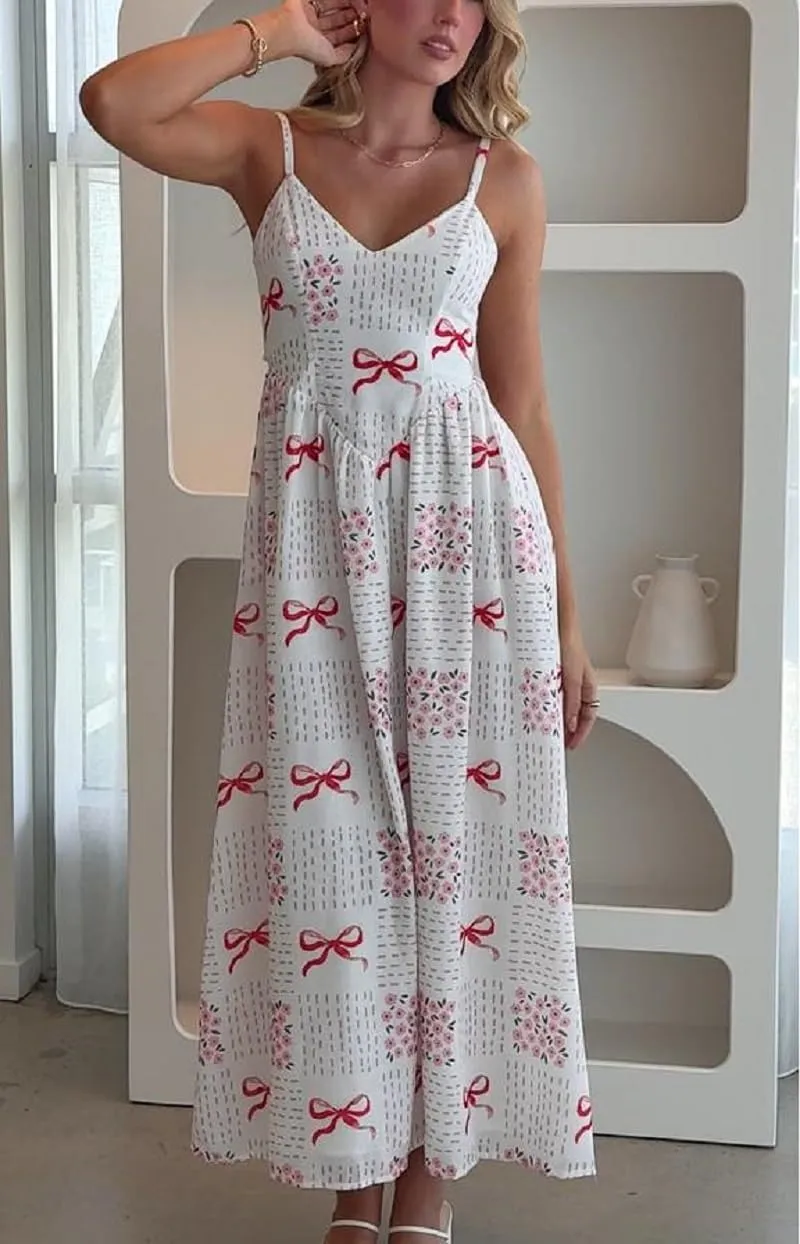 Women Boho Cami Long Dress Graphic Spaghetti Strap Flowy Maxi Dress Summer A Line Beach Vacation Sundress