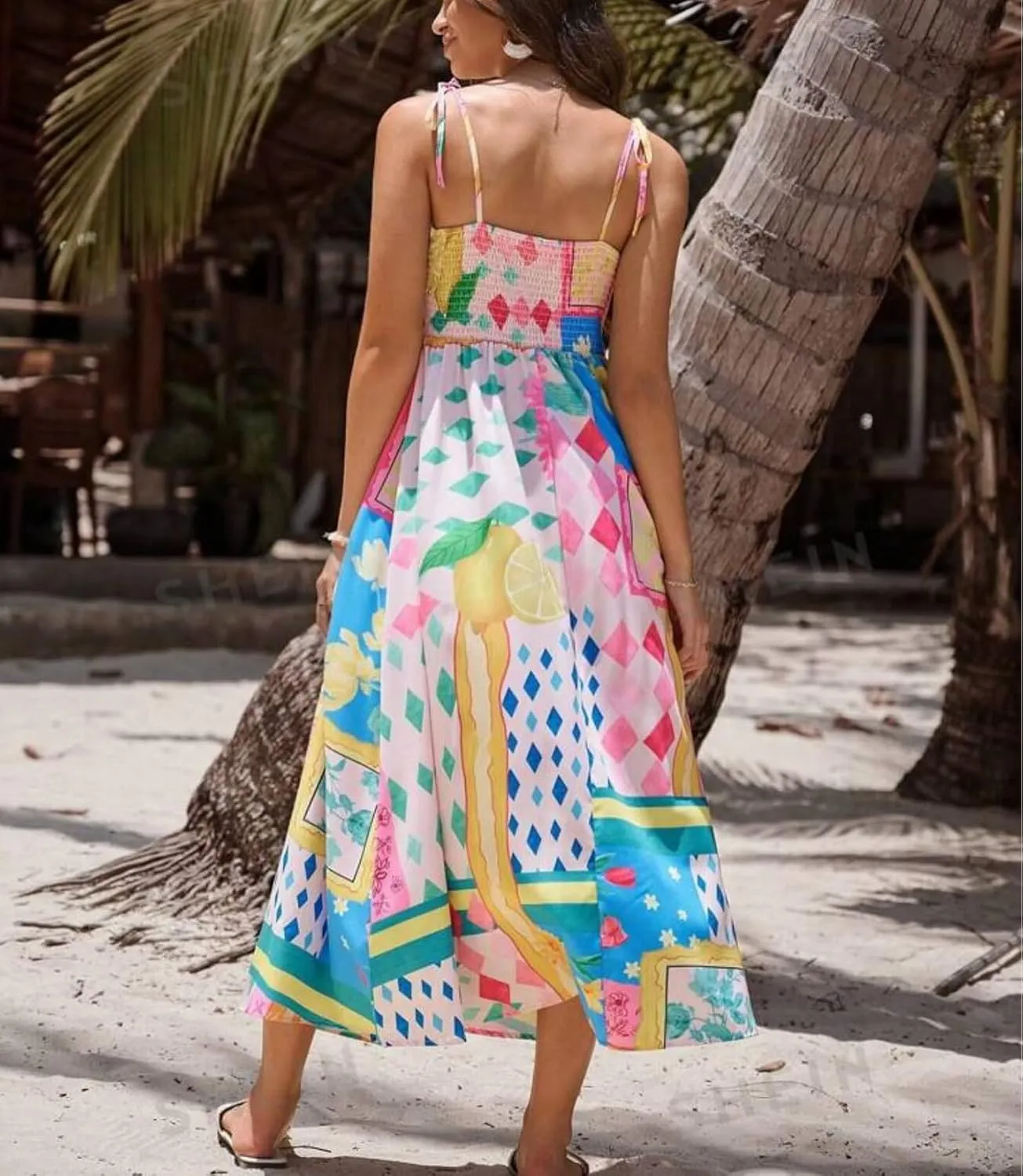 Women Boho Cami Long Dress Graphic Spaghetti Strap Flowy Maxi Dress Summer A Line Beach Vacation Sundress