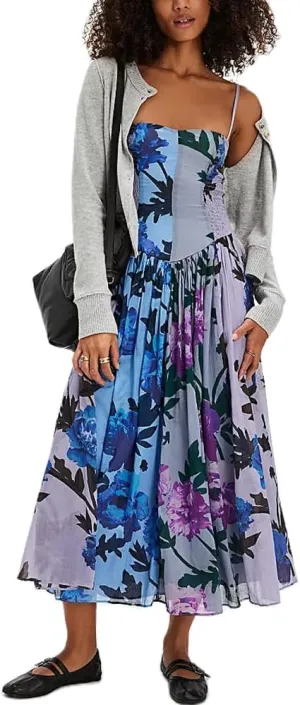 Women Boho Floral Maxi Dress Y2k Sleeveless Long Dress Print Spaghetti Strap A Line Dress Vacation Beach Sundress