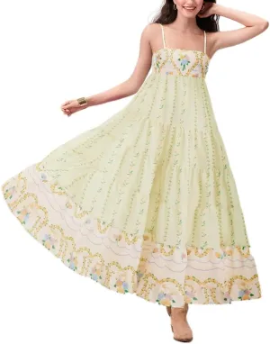 Women Boho Floral Maxi Dress Y2k Sleeveless Long Dress Print Spaghetti Strap A Line Dress Vacation Beach Sundress