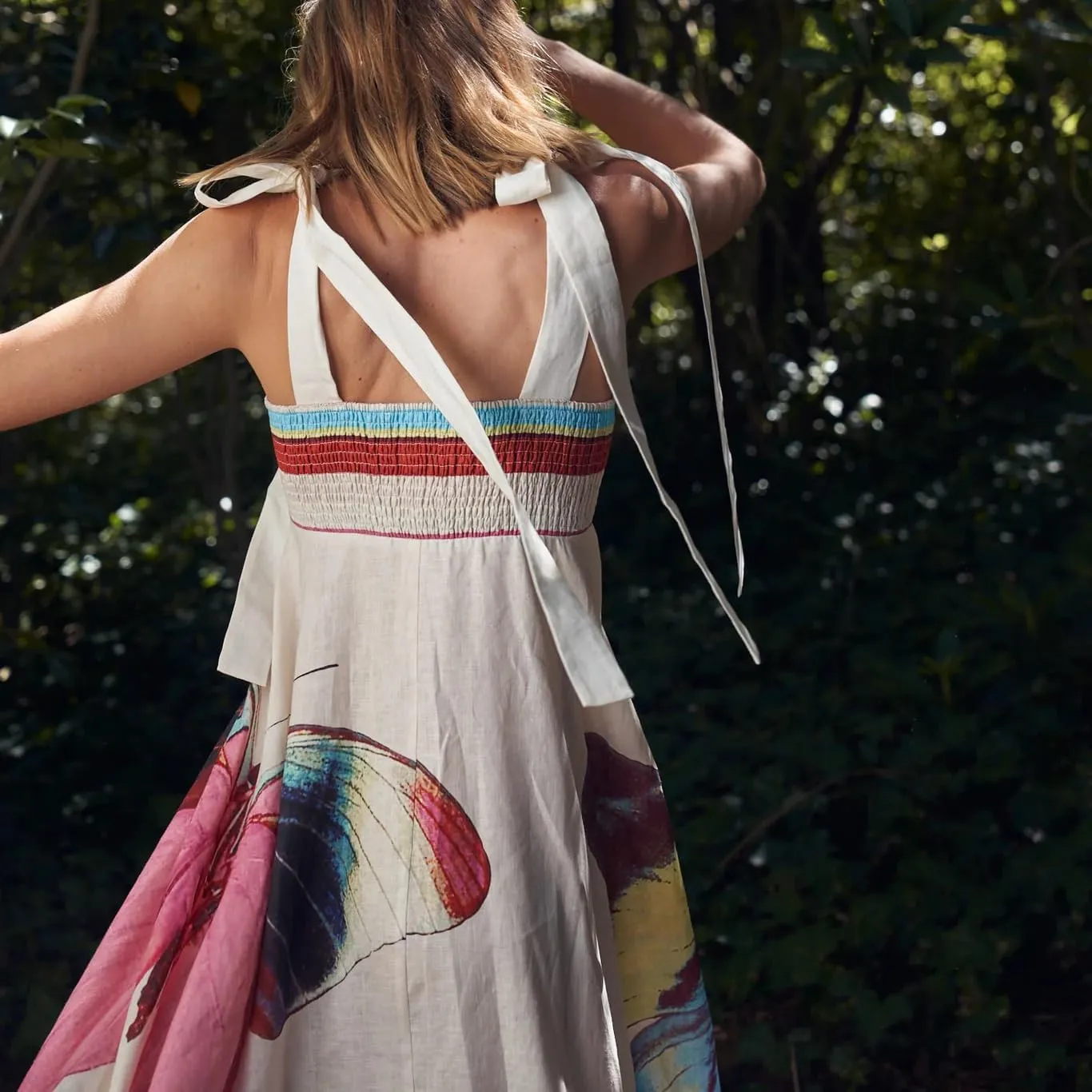 Women Boho Tie Shoulder Maxi Dress Vintage Floral Sleeveless Smocked Long Dress Summer Y2k Vacation Beach Flowy Dress