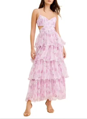 Women Boho Tie Shoulder Maxi Dress Vintage Floral Sleeveless Smocked Long Dress Summer Y2k Vacation Beach Flowy Dress