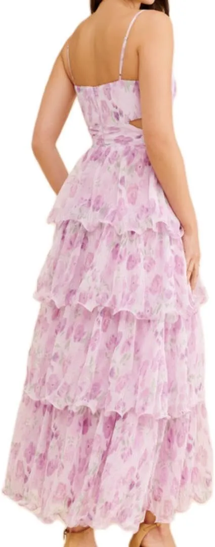 Women Boho Tie Shoulder Maxi Dress Vintage Floral Sleeveless Smocked Long Dress Summer Y2k Vacation Beach Flowy Dress