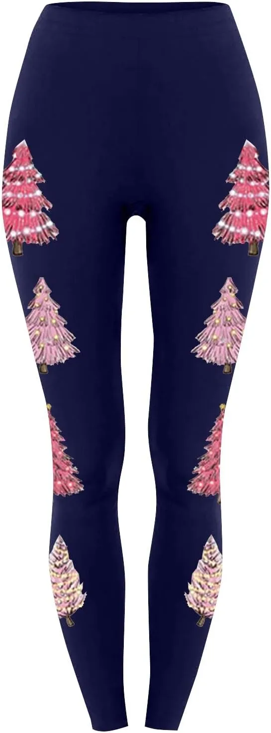 Women Christmas Leggings Funny Xmas Graphic Yoga Sweatpants Winter Warm Tights Tousers High Waist Jogger Lounge Pants