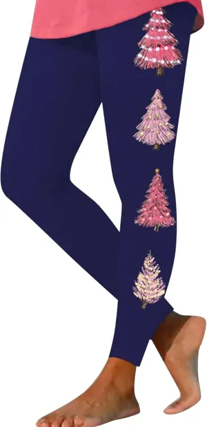 Women Christmas Leggings Funny Xmas Graphic Yoga Sweatpants Winter Warm Tights Tousers High Waist Jogger Lounge Pants