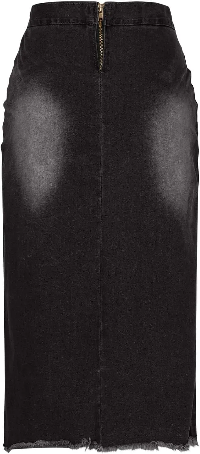Women Denim Skirt for Women Maxi Long Midi Knee High Elegant Western High Cut Plain 2025 Regular Fit Y2K