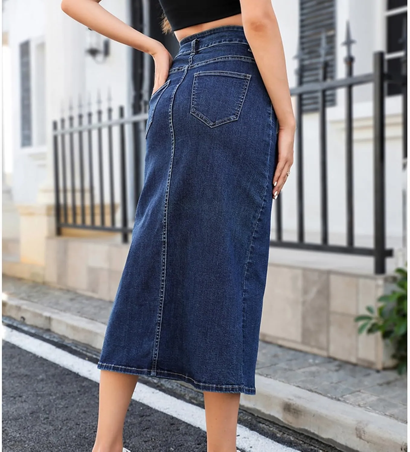Women Denim Skirt for Women Maxi Long Midi Knee High Elegant Western High Cut Plain 2025 Regular Fit Y2K