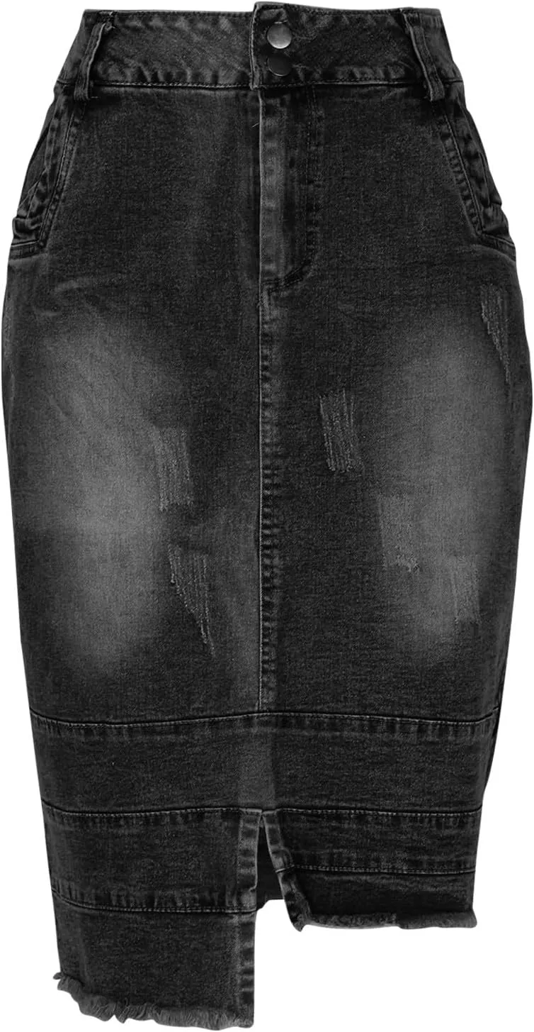 Women Denim Skirt for Women Maxi Long Midi Knee High Elegant Western High Cut Plain 2025 Regular Fit Y2K